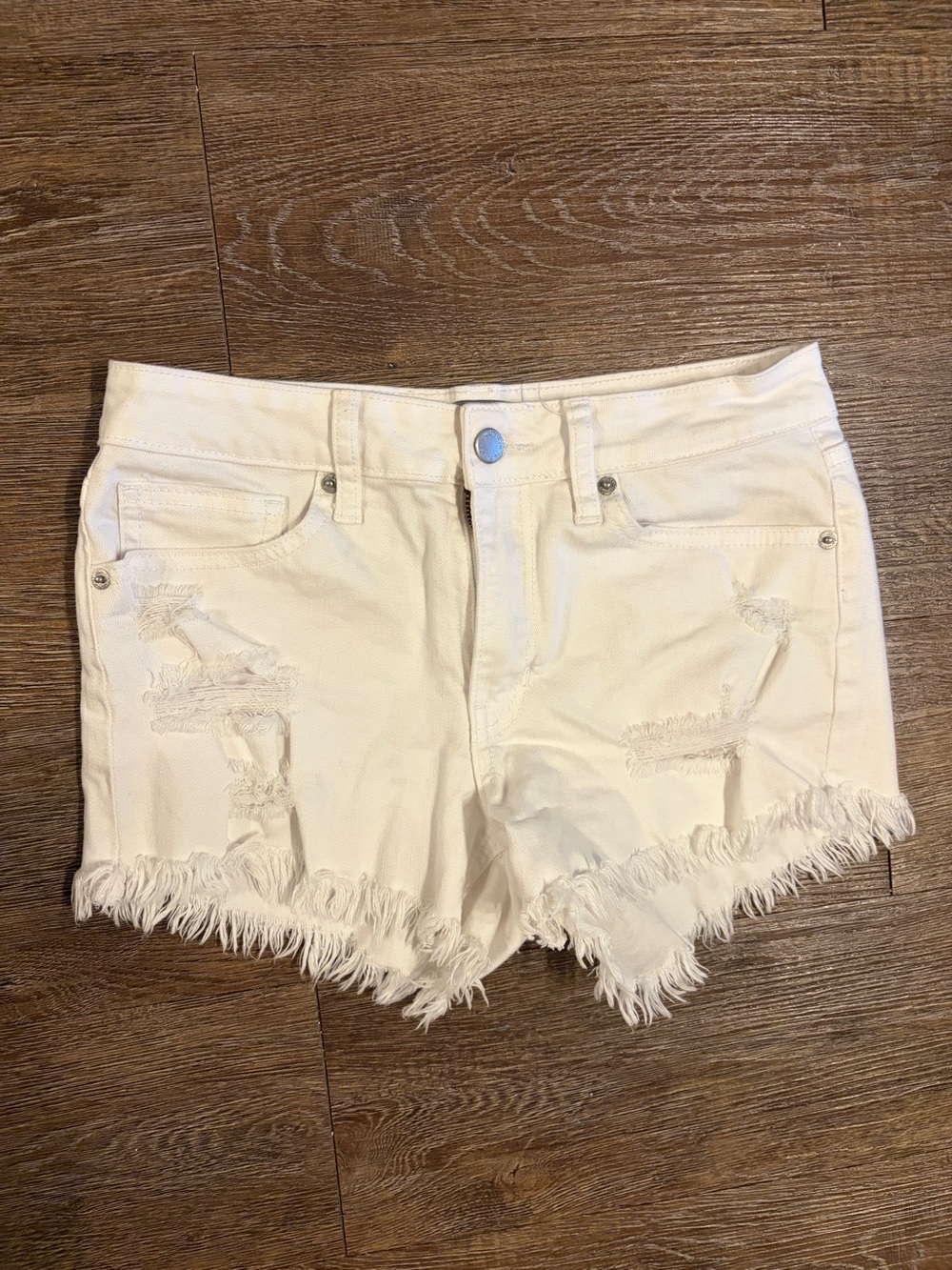 Just USA White Distressed Frayed Hem Denim Shorts